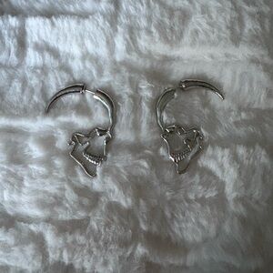 Silver Skull Hoop Earrings